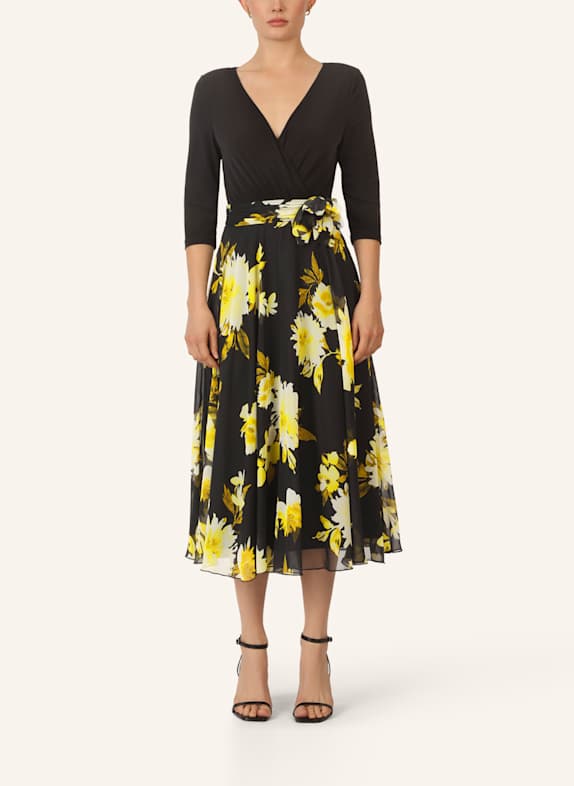 APART Chiffonkleid SCHWARZ/ SILBER