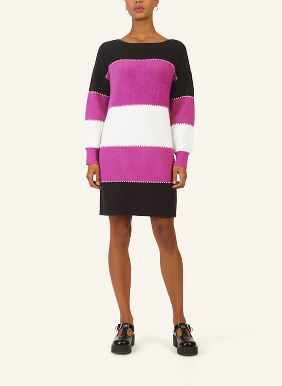APART Colorblocking Strickkleid SCHWARZ/ LILA/ CREME