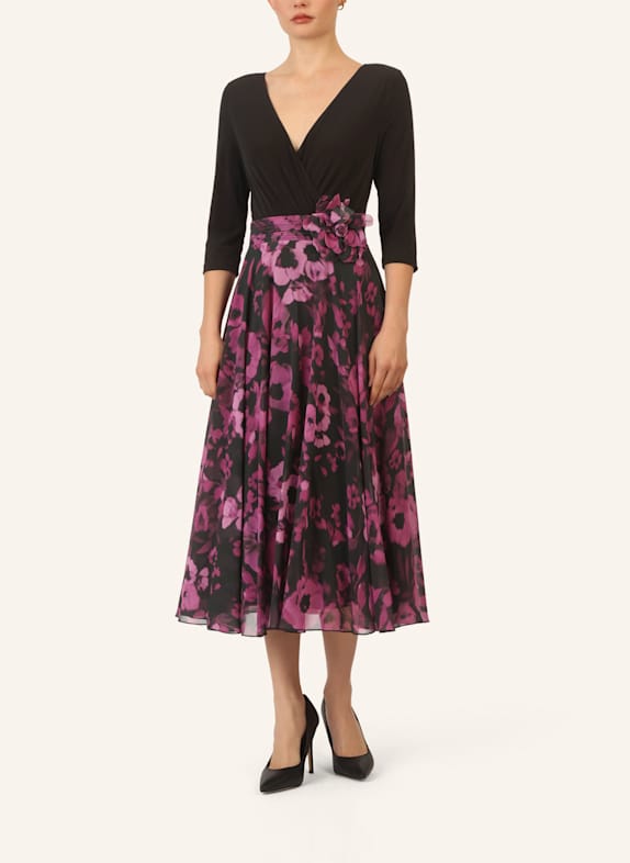 APART Chiffonkleid SCHWARZ/ SILBER