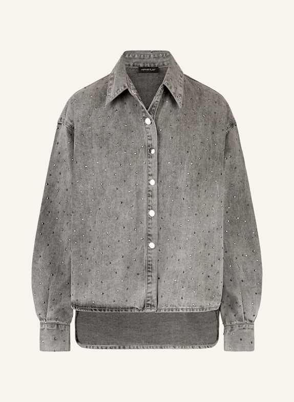 APART Jeanshemd mit Kristallsteinen GRAU