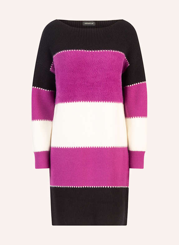 APART Colorblocking Strickkleid SCHWARZ/ LILA/ CREME