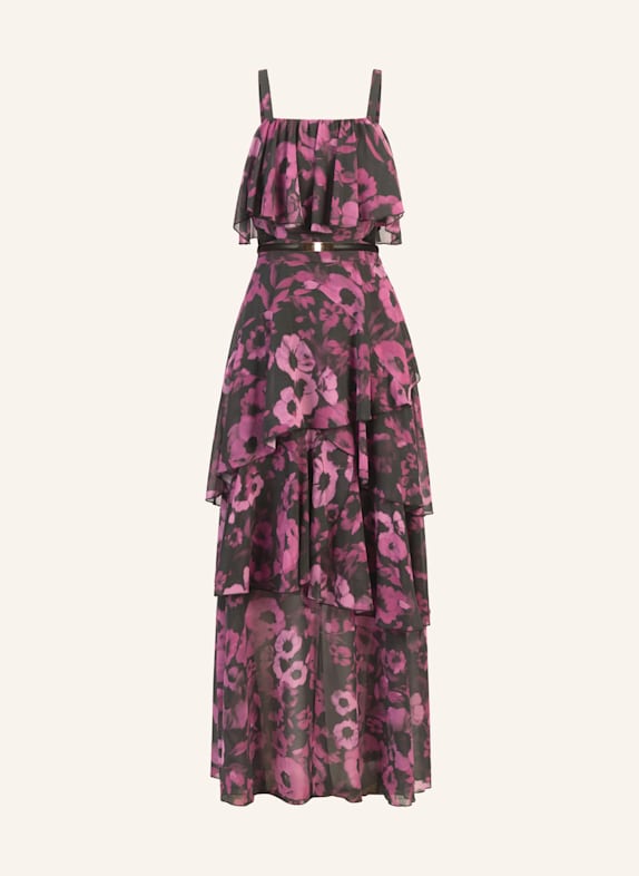 APART Chiffonkleid SCHWARZ/ SILBER