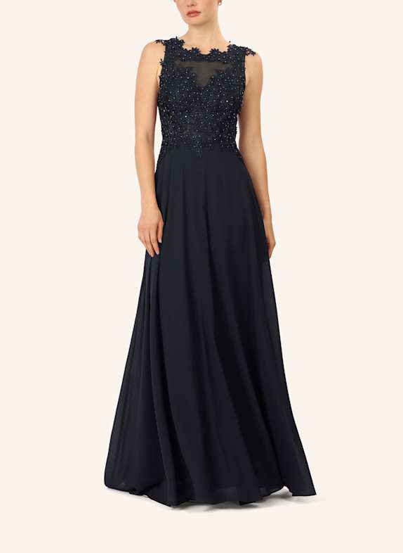 APART Abendkleid mit Lochspitze und Schmucksteinen SCHWARZ