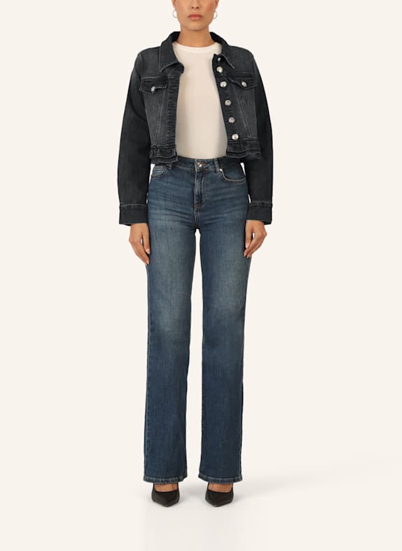 APART Jeansjacke mit Rüschen SCHWARZ