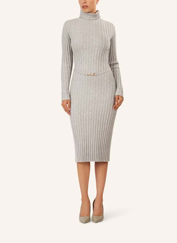 APART Midistrickkleid GRAU/ WEISS