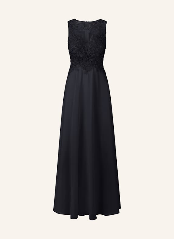 APART Abendkleid mit Lochspitze und Schmucksteinen SCHWARZ