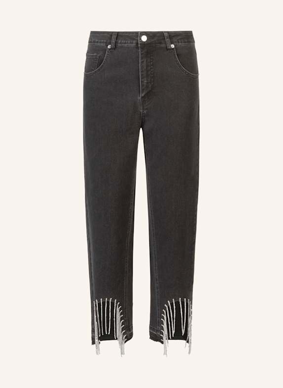APART Mom Jeans mit Kristallsteinen SCHWARZ