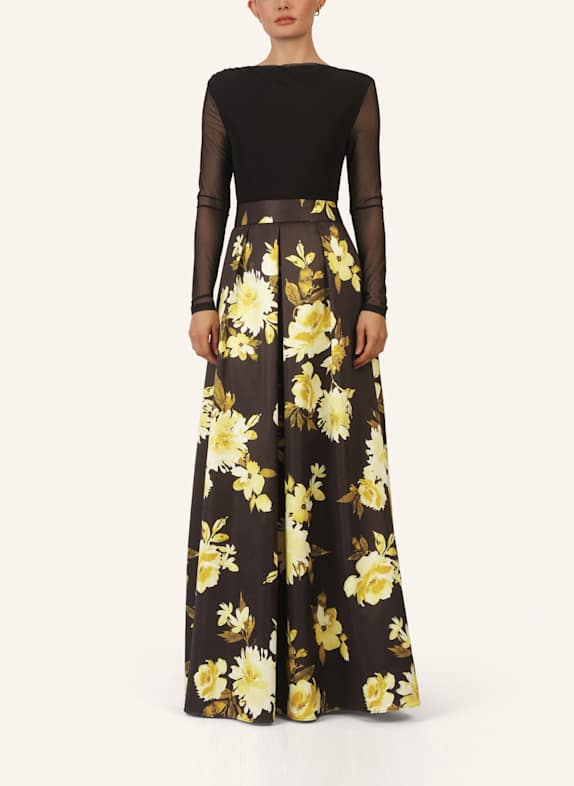 APART Satin-Meshkleid SCHWARZ/ SILBER