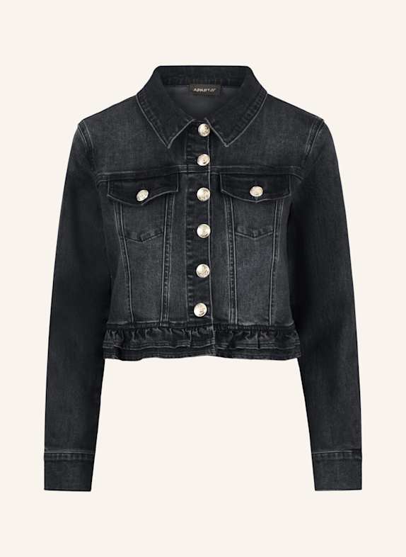 APART Jeansjacke mit Rüschen SCHWARZ