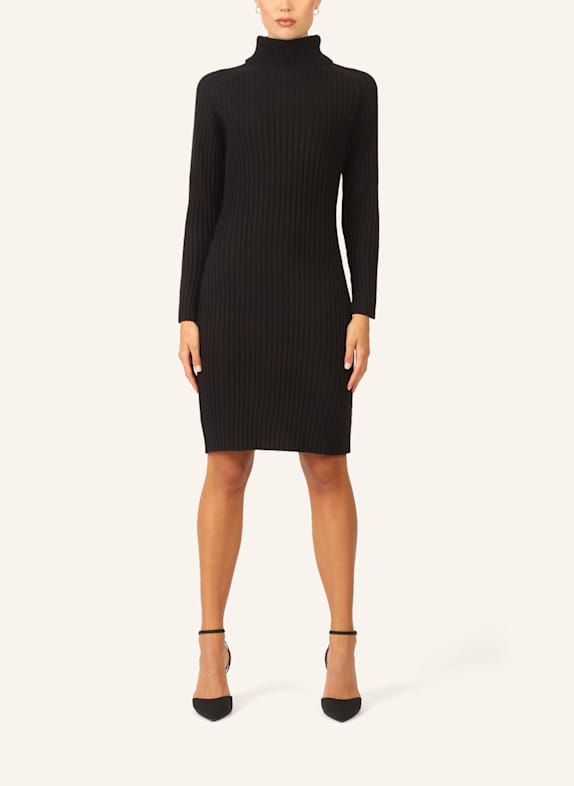 APART Rippenstrickkleid SCHWARZ