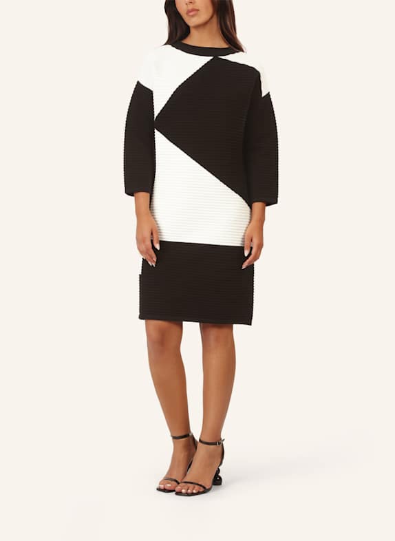 APART Colorblocking Strickkleid SCHWARZ/ CREME