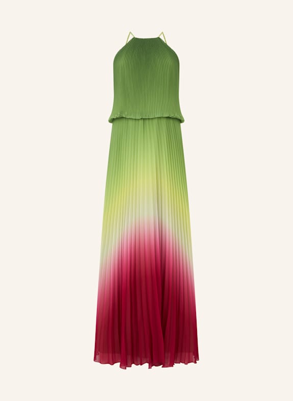 APART Langes Chiffonkleid DUNKELGRÜN/ GRÜN/ HELLGELB