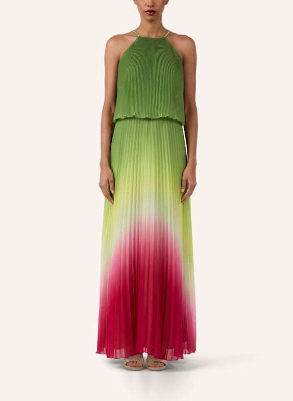 APART Langes Chiffonkleid DUNKELGRÜN/ GRÜN/ HELLGELB