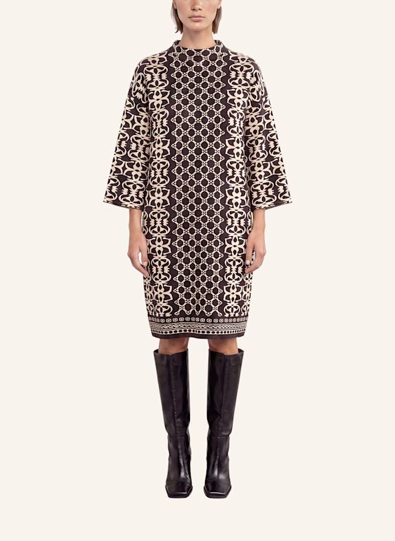 APART Jacquard Strickkleid SCHWARZ / BEIGE