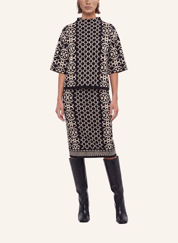 APART Jacquard Pullover SCHWARZ / BEIGE