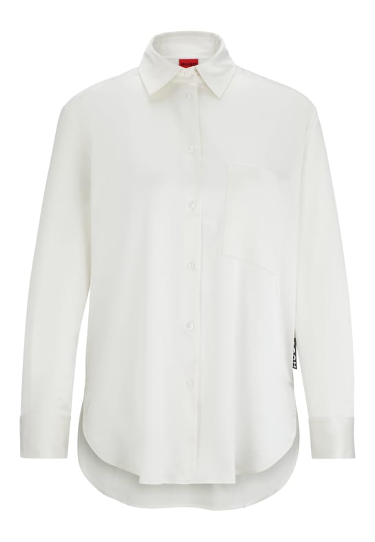HUGO Business Bluse ELODINA Oversize Fit WEISS