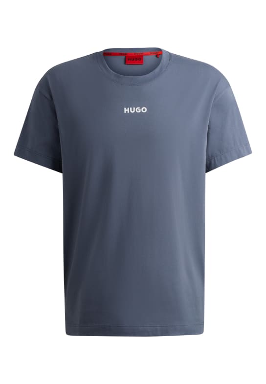HUGO Pyjama-Oberteil LINKED T-SHIRT Relaxed Fit BLAU