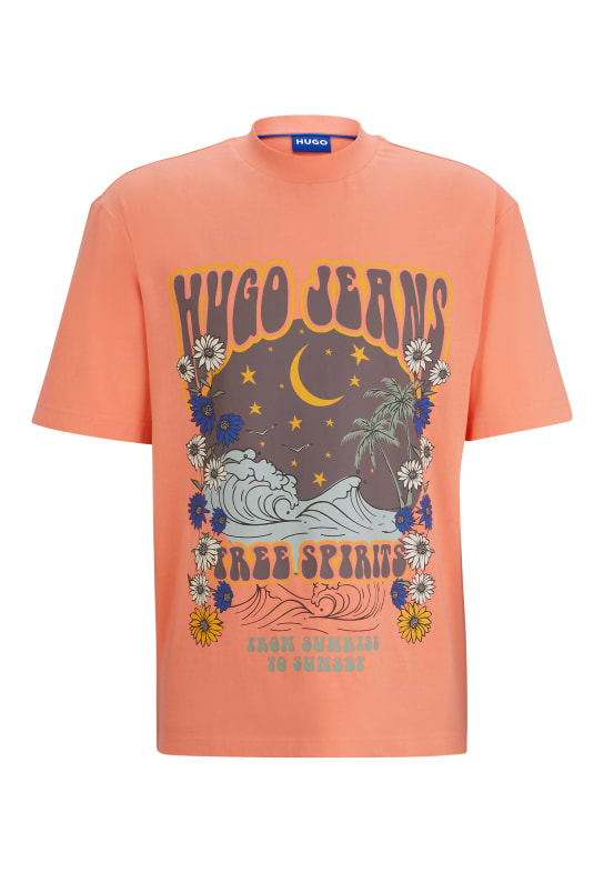 HUGO T-Shirt NIRITO Regular Fit ORANGE