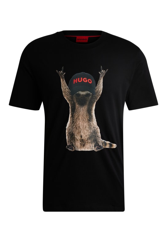 HUGO T-Shirt DRACCOON_IN Regular Fit SCHWARZ