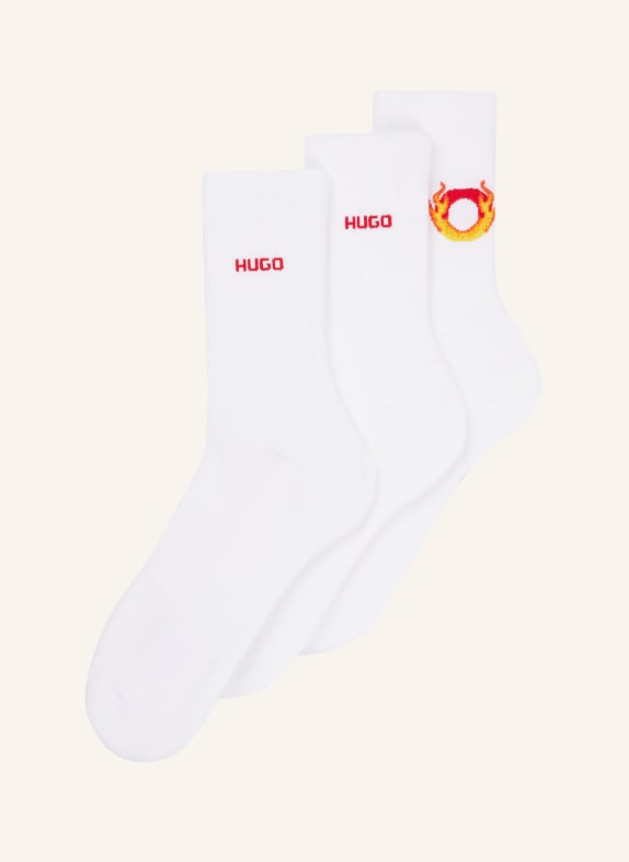 HUGO Casual Socken 3P QS RIB FLAMES CC WEISS