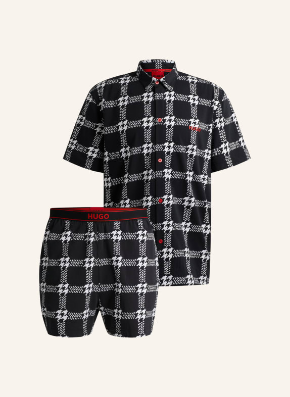 HUGO Pyjamas Unterteil HOUNDSTOOTH PJ SHORT SCHWARZ