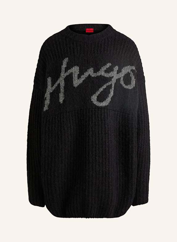 HUGO Pullover SLOGUESSY Oversize Fit SCHWARZ