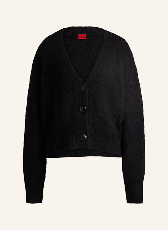 HUGO Strickjacke SEBANIA Oversize Fit SCHWARZ