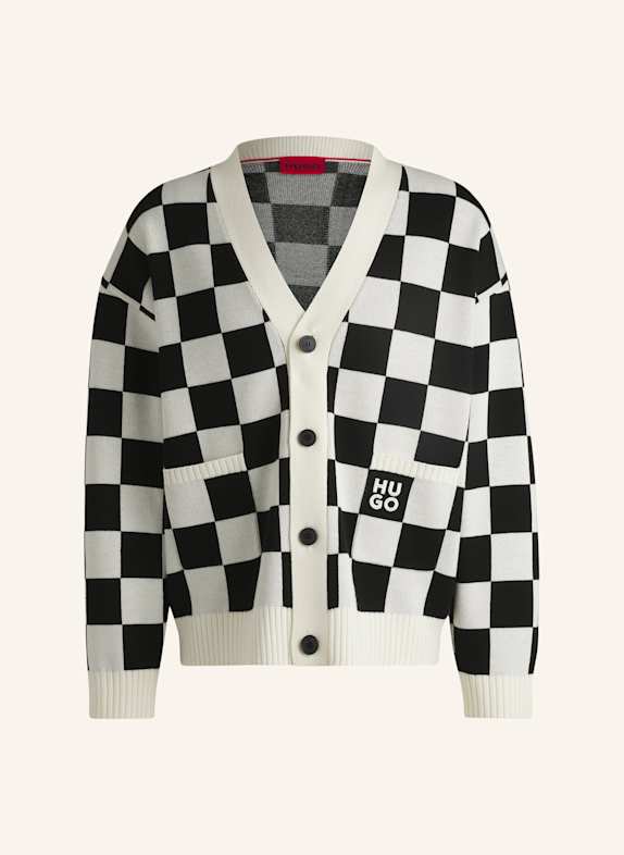HUGO Strickjacke SKEECHES Oversize Fit WEISS