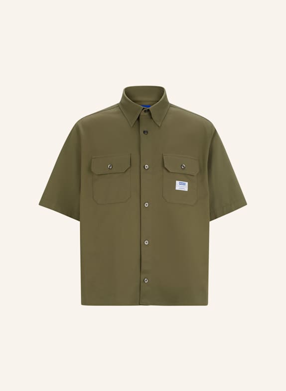 HUGO Casual Hemd EKYNO Oversize Fit GRÜN