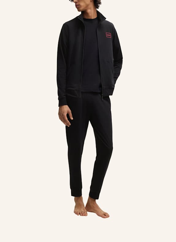 HUGO Loungewear Jacke LAZE ZIP JACKET Relaxed Fit SCHWARZ