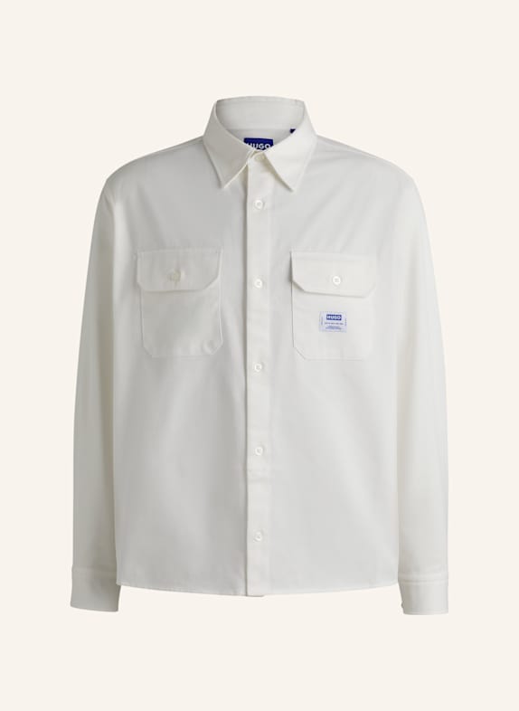 HUGO Casual Hemd EKYNONE Oversize Fit WEISS