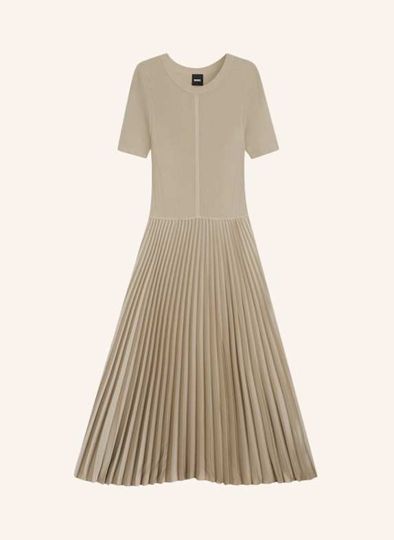 BOSS Kleid FADRIDI im Materialmix mit Plissees BEIGE