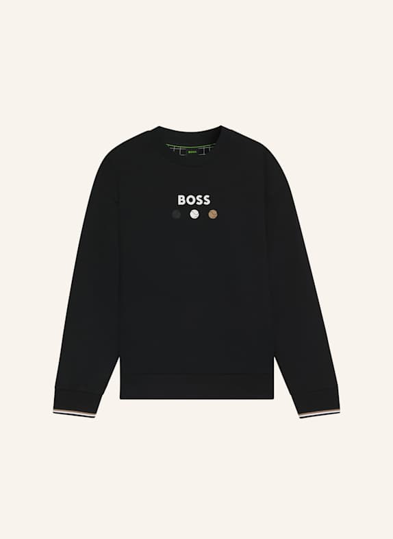 BOSS Sweatshirt CREW BOSS OPEN 25 Relaxed Fit SCHWARZ