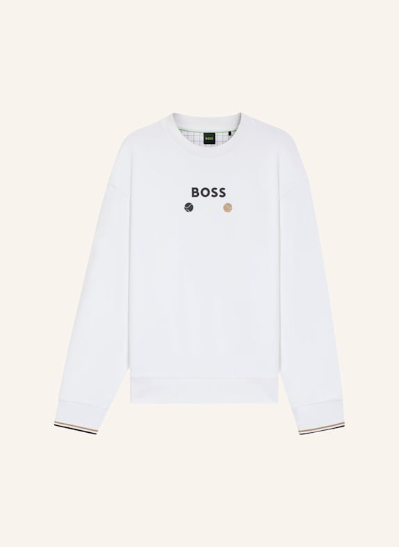 BOSS Sweatshirt CREW BOSS OPEN 25 Relaxed Fit WEISS