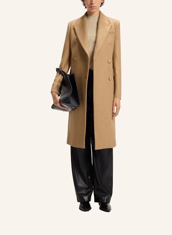 BOSS Klassischer Mantel CALLAF Regular Fit BEIGE