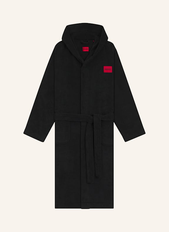 HUGO Morgenmantel TERRY GOWN HOODED SCHWARZ