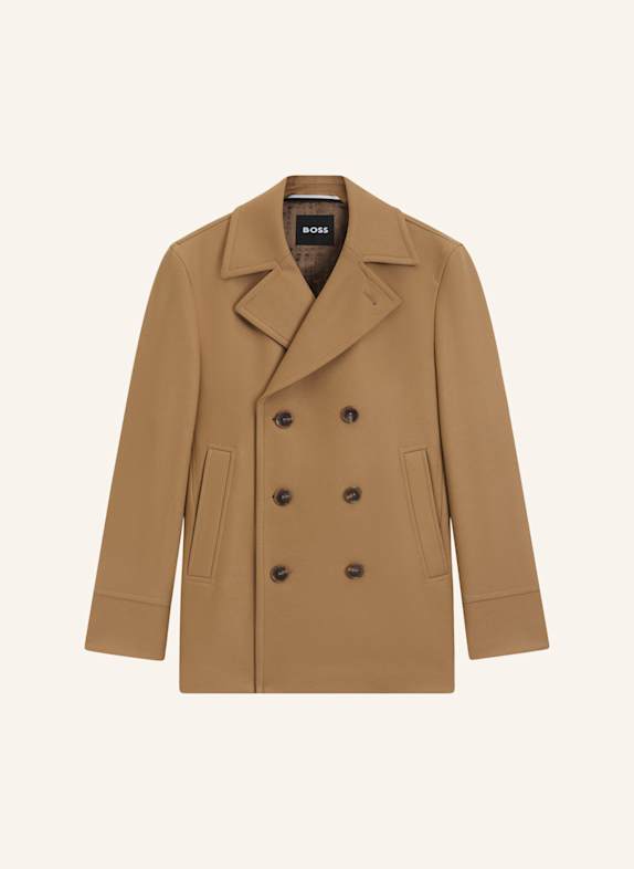 BOSS Klassischer Mantel H-HYDE-PCOAT-234 Slim Fit BEIGE