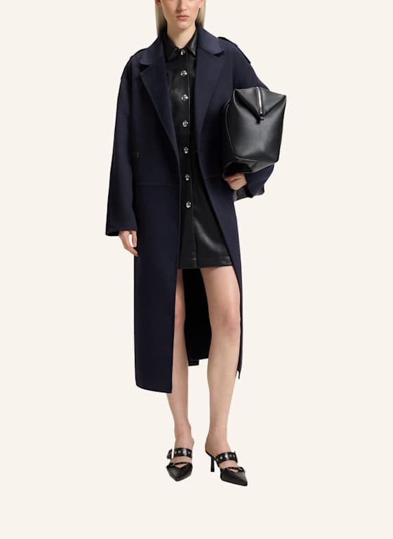 HUGO Klassischer Mantel MELUMA-1_DF Oversize Fit DUNKELBLAU