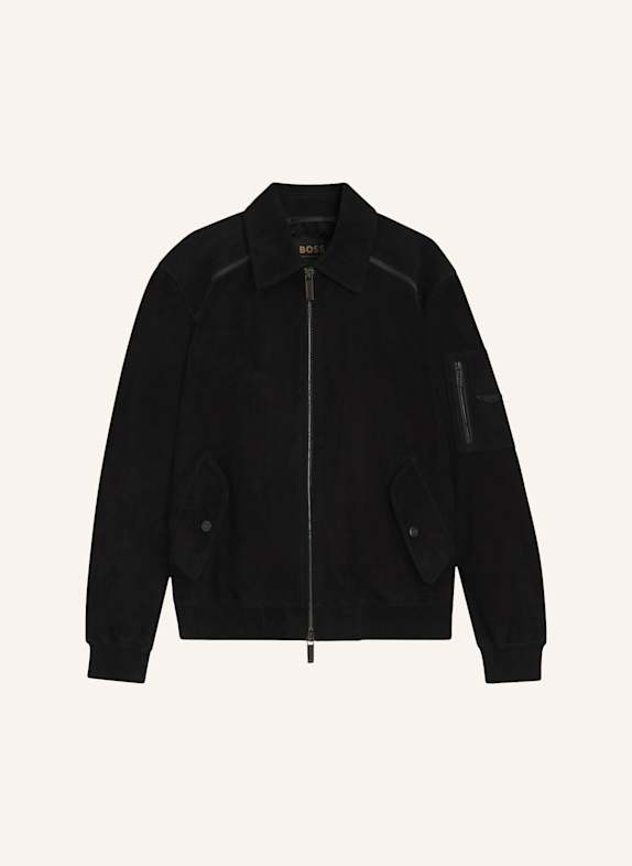 BOSS Lederjacke L-ACE_AM Regular Fit SCHWARZ