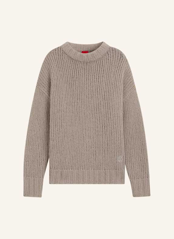 HUGO Pullover SLOOSSY Oversize Fit BEIGE