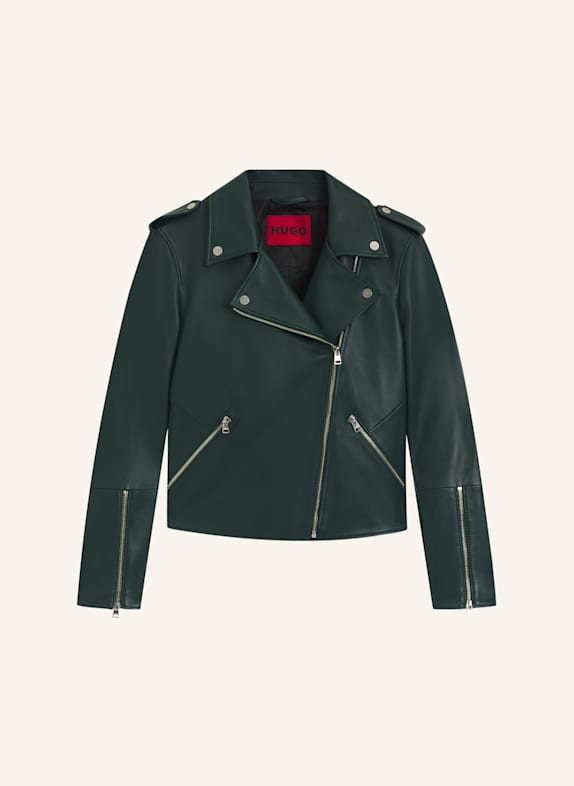 HUGO Lederjacke LUJANA Regular Fit DUNKELGRÜN