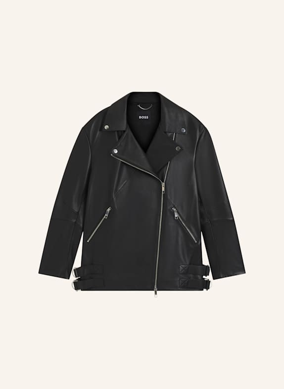 BOSS Lederjacke SARICA Relaxed Fit SCHWARZ