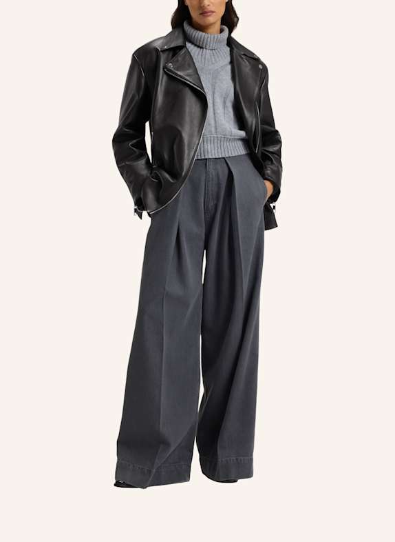 BOSS Lederjacke SARICA Relaxed Fit SCHWARZ