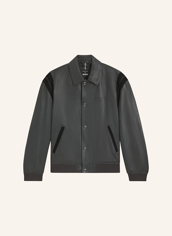 BOSS Lederjacke MEON_PS Regular Fit DUNKELGRAU