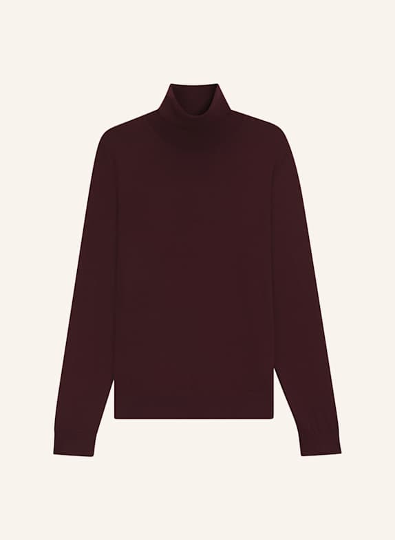 BOSS Rollkragenpullover HERNANDO aus Cashmere DUNKELROT