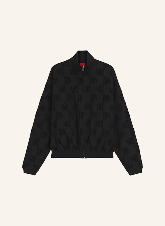 HUGO Loungewear Jacke TERRYMONOGRAM_JACKET SCHWARZ