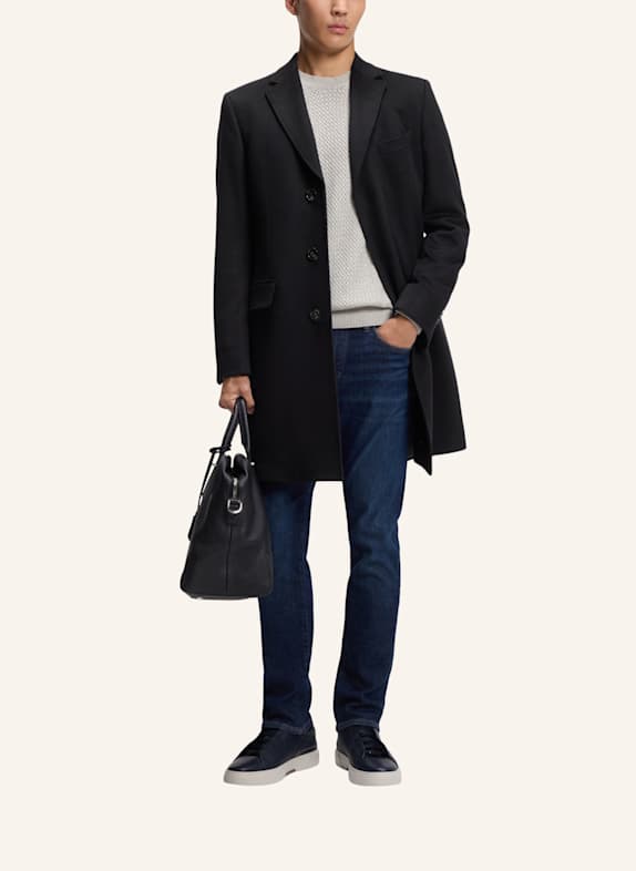 BOSS Klassischer Mantel L-HAL-234 Slim Fit DUNKELBLAU