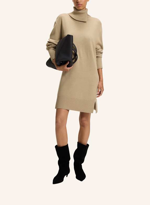 BOSS Gestricktes Kleid C_FERINGATESSA Relaxed Fit BRAUN