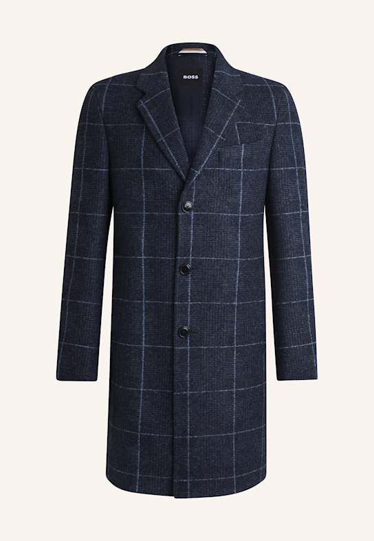BOSS Klassischer Mantel H-HYDE-J-254 Slim Fit DUNKELBLAU
