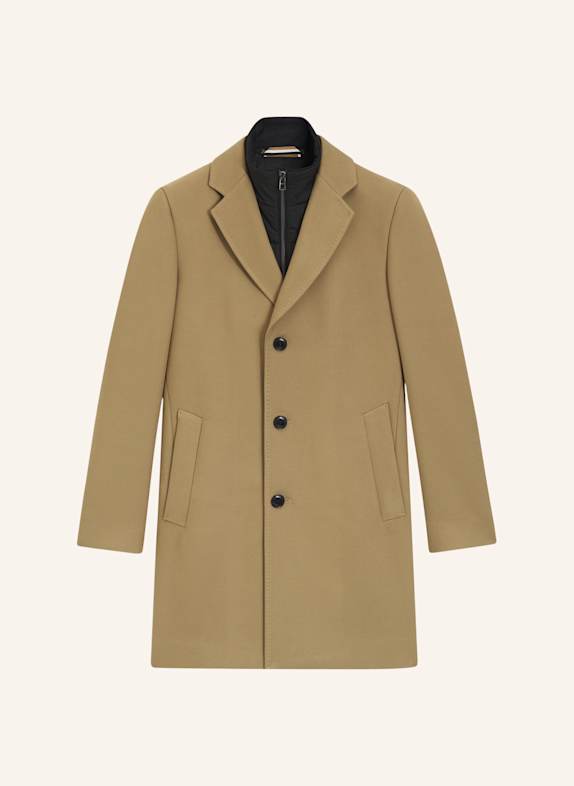 BOSS Klassischer Mantel H-HYDE-BIB-254 Slim Fit KHAKI